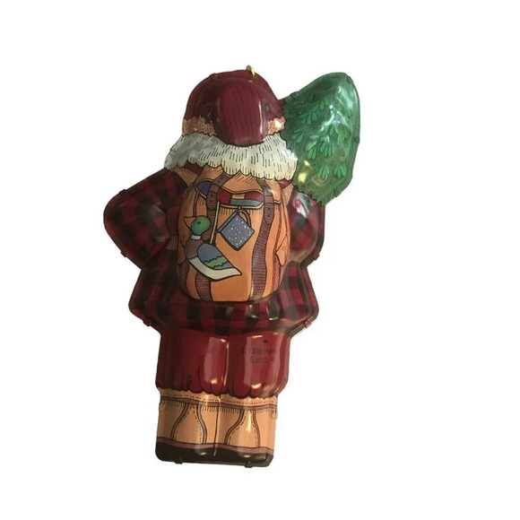 VINTAGE '96 HALLMARK KEEPSAKE "Woodland Santa" Tin Christmas Xmas Tree Ornament - Picture 3 of 4